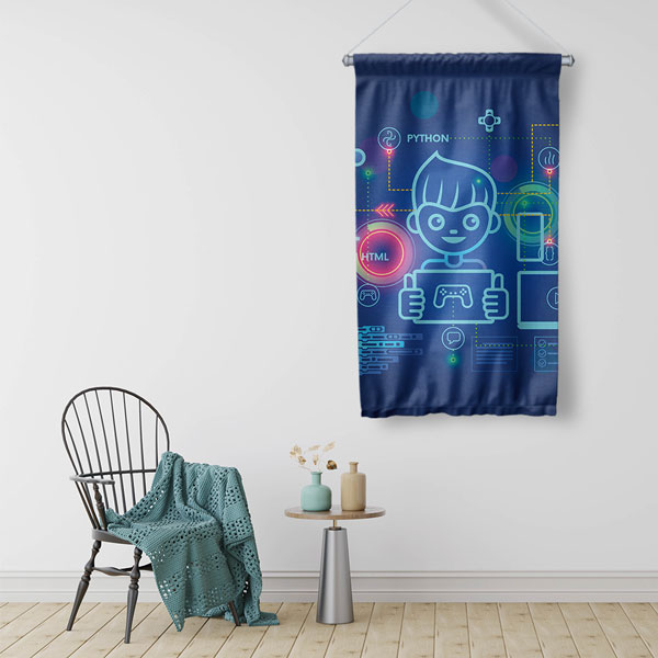 Çocuklar için Kodlama ve Robotik Duvar Flaması - BT Sınıfı & Oyun Odası 10228