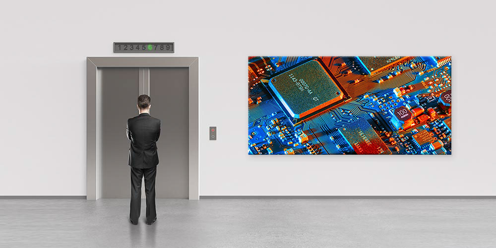 Mikroçip ve Devre Kartı Detaylı Teknoloji Temalı Büyük Ebat Duvar Dekoru – 7790-DK