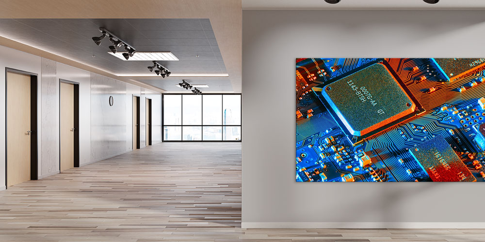 Mikroçip ve Devre Kartı Detaylı Teknoloji Temalı Büyük Ebat Duvar Dekoru – 7790-DK