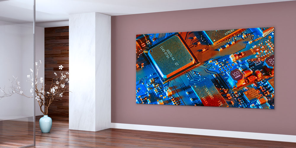 Mikroçip ve Devre Kartı Detaylı Teknoloji Temalı Büyük Ebat Duvar Dekoru – 7790-DK