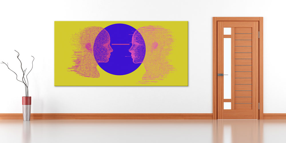 Yapay Zeka ve Dijital İletişim Temalı Yüz Siluetli Büyük Ebat Duvar Dekoru – 7794-DK