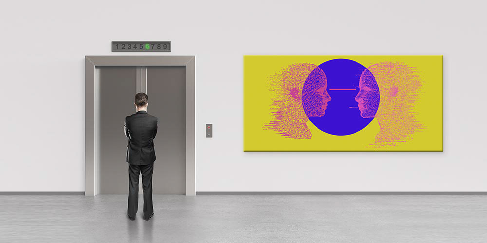 Yapay Zeka ve Dijital İletişim Temalı Yüz Siluetli Büyük Ebat Duvar Dekoru – 7794-DK