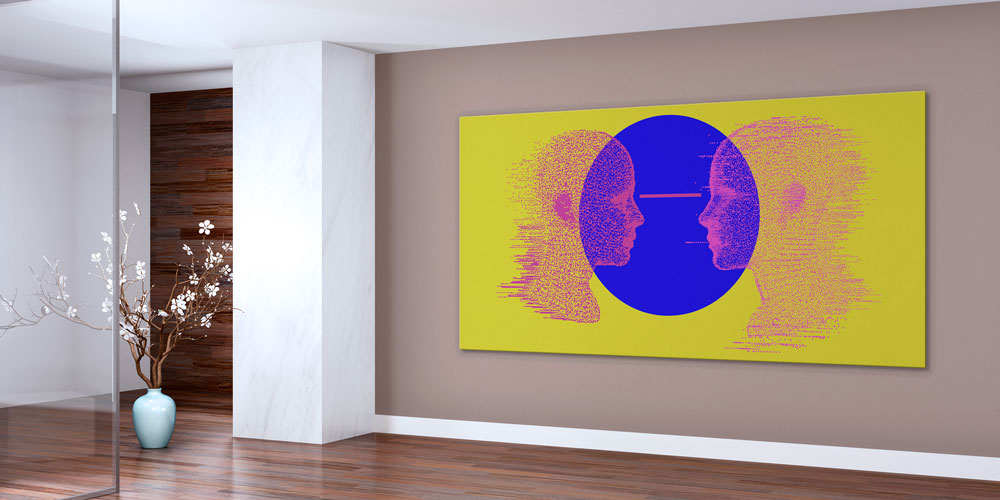 Yapay Zeka ve Dijital İletişim Temalı Yüz Siluetli Büyük Ebat Duvar Dekoru – 7794-DK