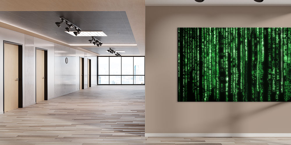 Matrix Kod Efektli Yeşil Işıklı Büyük Ebat Duvar Dekoru – 7796-DK