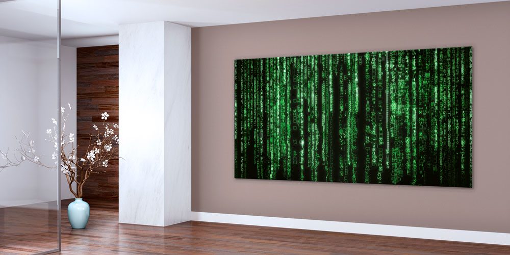 Matrix Kod Efektli Yeşil Işıklı Büyük Ebat Duvar Dekoru – 7796-DK