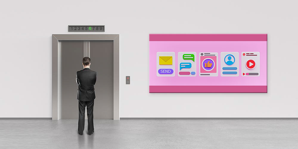 Sosyal Medya ve Dijital İletişim Temalı Pembe Renkli Büyük Ebat Duvar Dekoru 7801