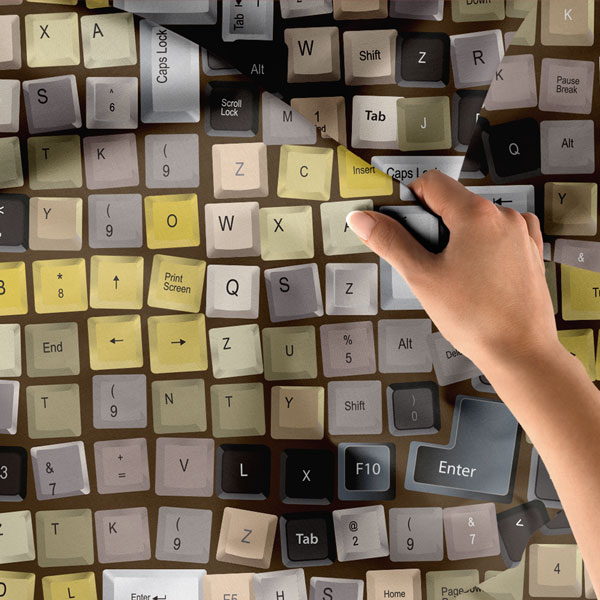 Klavye Tuşları Desenli Duvar Örtüsü - BT Sınıfı & Gamer Odası Dekoru 8270