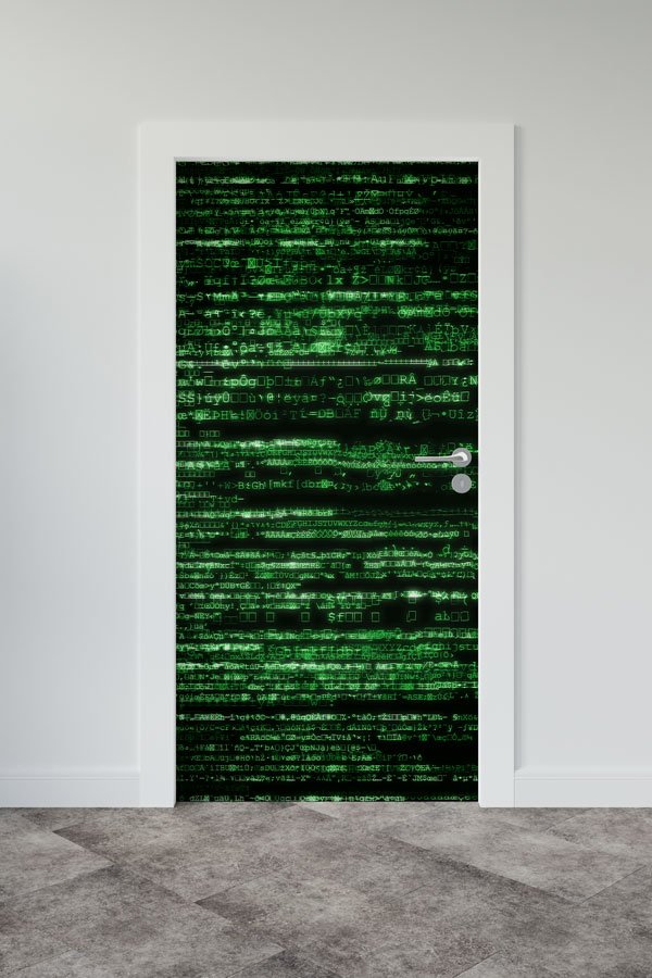 computer-classroom-door-design-8898-00 Matrix Temalı Binary Kod Kapı Giydirme - BT Sınıfı & Siber Güvenlik 8898