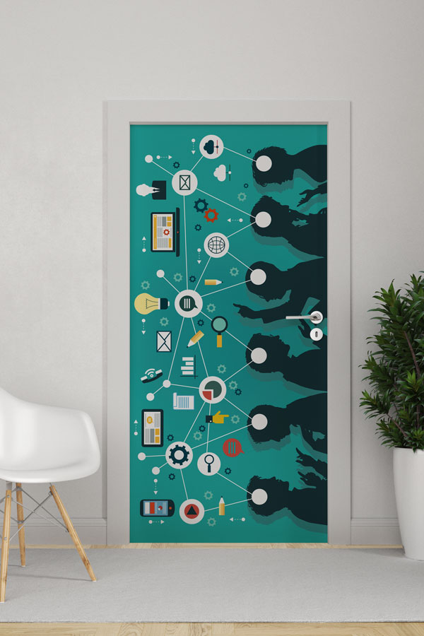 computer-room-door-print-8885-0 İletişim ve İşbirliği Temalı Kapı Giydirme - Dijital Pazarlama & BT Sınıfı 8885