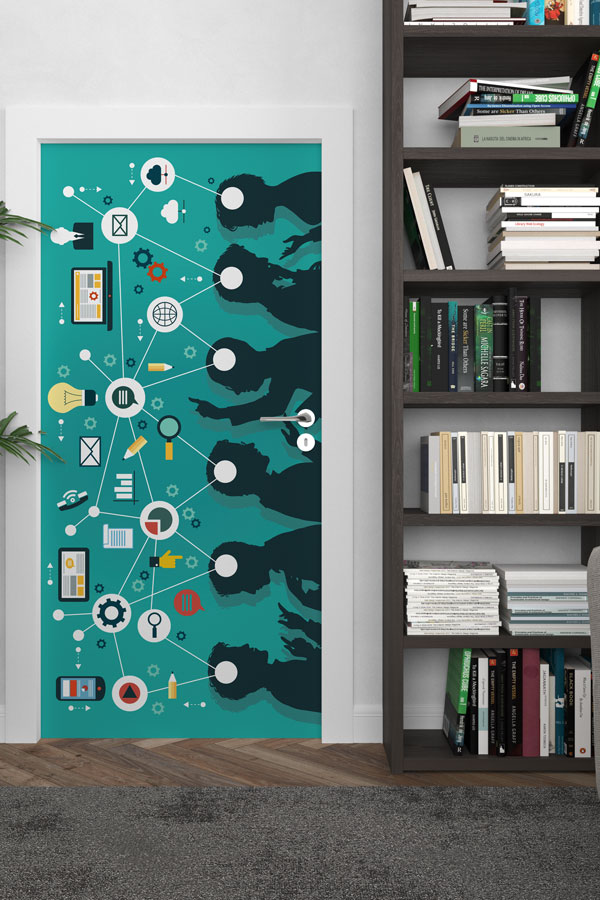 computer-room-door-print-8885-02 İletişim ve İşbirliği Temalı Kapı Giydirme - Dijital Pazarlama & BT Sınıfı 8885