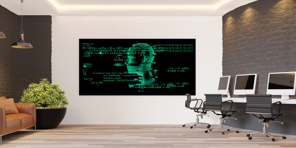 Yapay Zeka ve Kod Bilimi Temalı Yeşil Işıklı Büyük Ebat Duvar Dekoru – 7798-DK