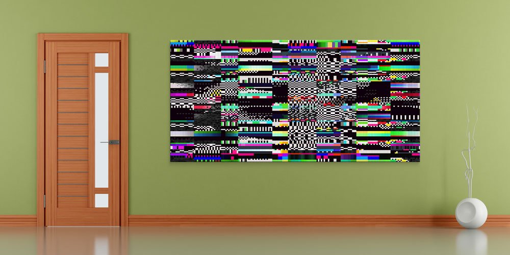 Renkli Glitch Efektli Dijital Sanat Temalı Büyük Ebat Duvar Dekoru 7793