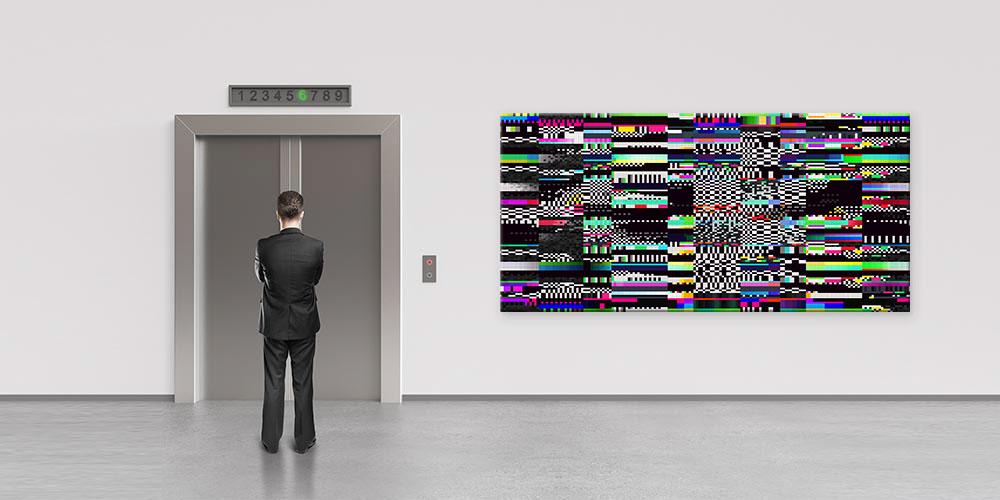 Renkli Glitch Efektli Dijital Sanat Temalı Büyük Ebat Duvar Dekoru – 7793-DK