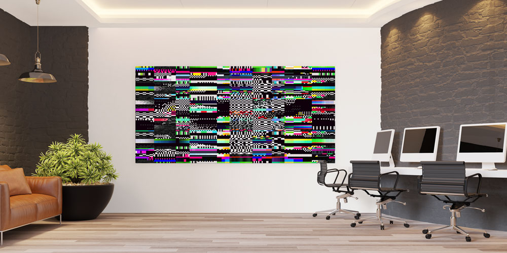 Renkli Glitch Efektli Dijital Sanat Temalı Büyük Ebat Duvar Dekoru – 7793-DK