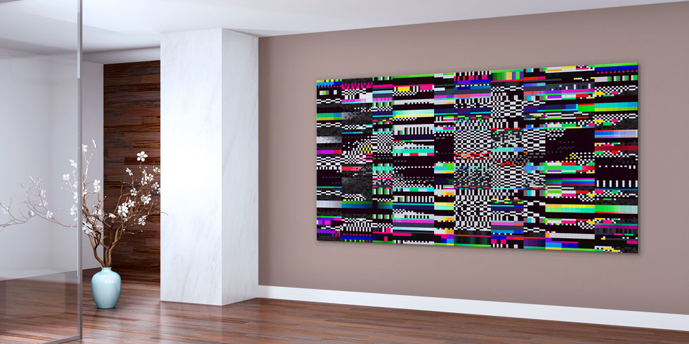 Renkli Glitch Efektli Dijital Sanat Temalı Büyük Ebat Duvar Dekoru – 7793-DK
