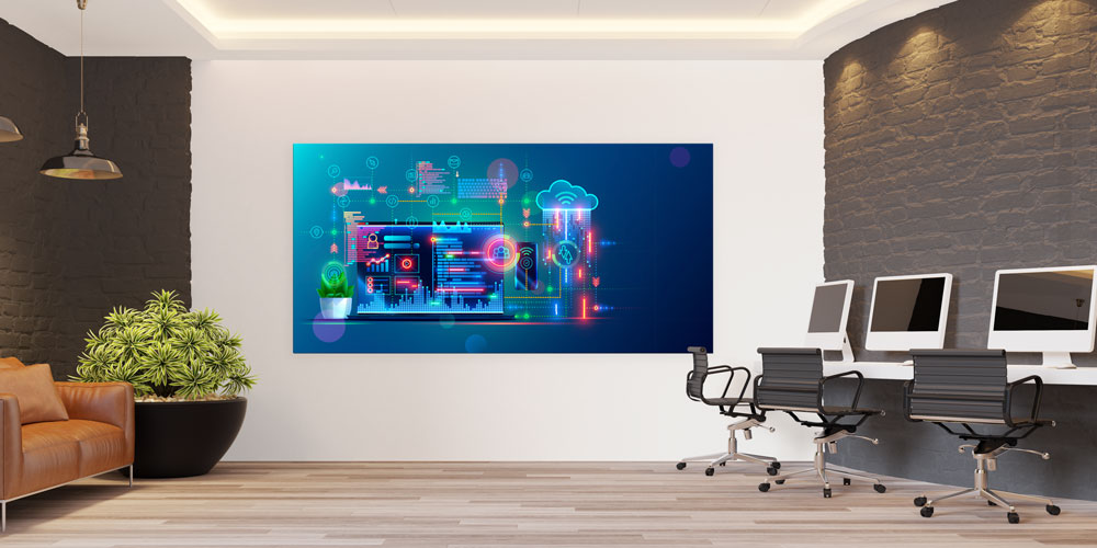 Yazılım Geliştirme ve Bulut Teknolojisi Temalı Dijital Büyük Ebat Duvar Dekoru 7803