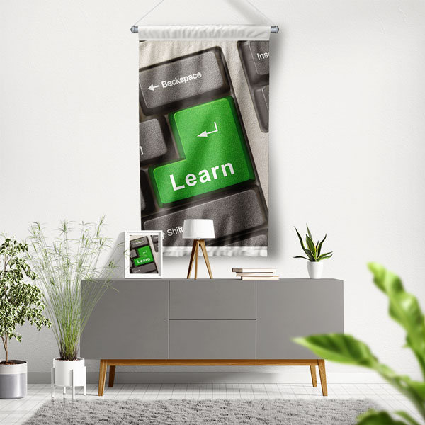 "Learn" Tuşlu Klavye Duvar Flaması - Eğitim ve Öğrenme Alanları 8014