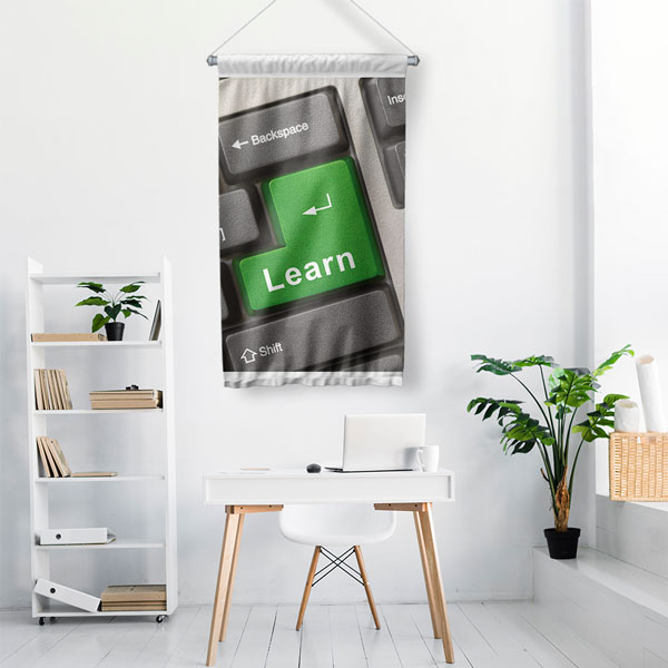 "Learn" Tuşlu Klavye Duvar Flaması - Eğitim ve Öğrenme Alanları 8014