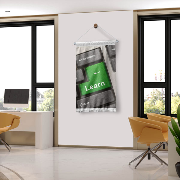"Learn" Tuşlu Klavye Duvar Flaması - Eğitim ve Öğrenme Alanları 8014