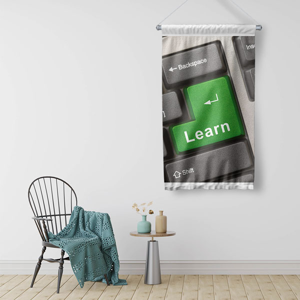 "Learn" Tuşlu Klavye Duvar Flaması - Eğitim ve Öğrenme Alanları 8014