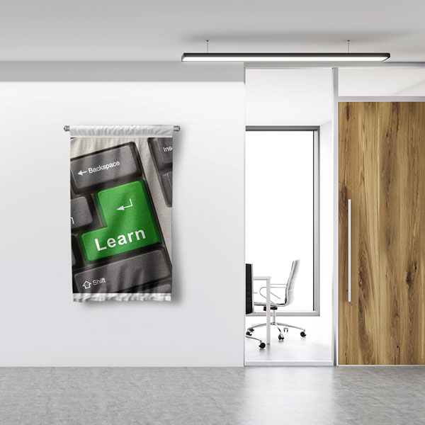 "Learn" Tuşlu Klavye Duvar Flaması - Eğitim ve Öğrenme Alanları 8014