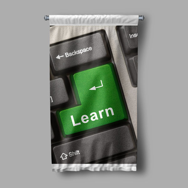 "Learn" Tuşlu Klavye Duvar Flaması - Eğitim ve Öğrenme Alanları 8014