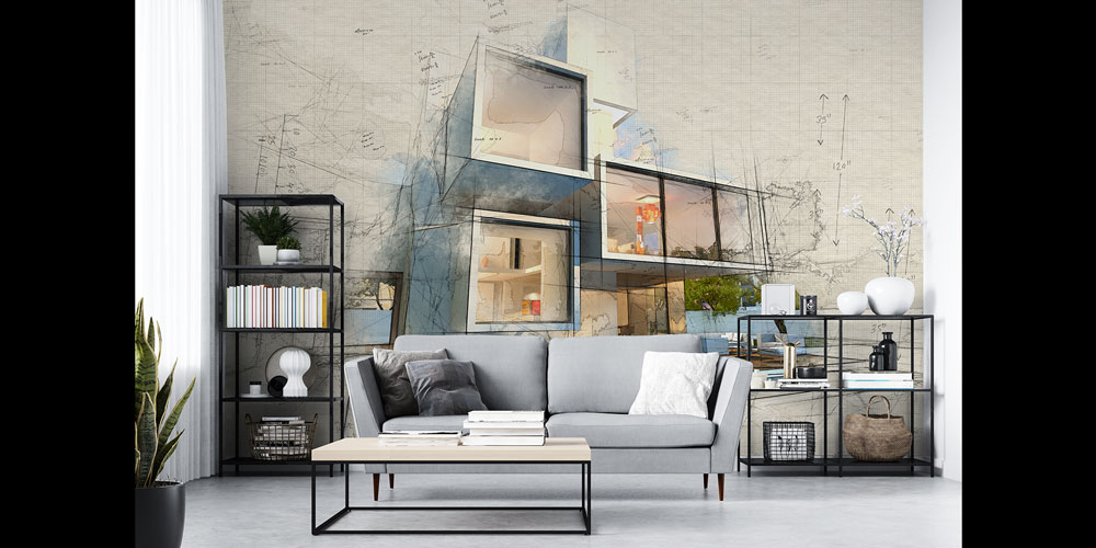 Mimari Çizim ve Modern Ev Tasarımı Duvar Kağıdı 5579