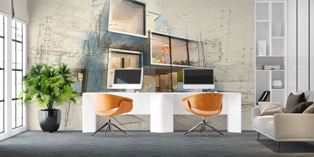 Mimari Çizim ve Modern Ev Tasarımı Duvar Kağıdı 5579