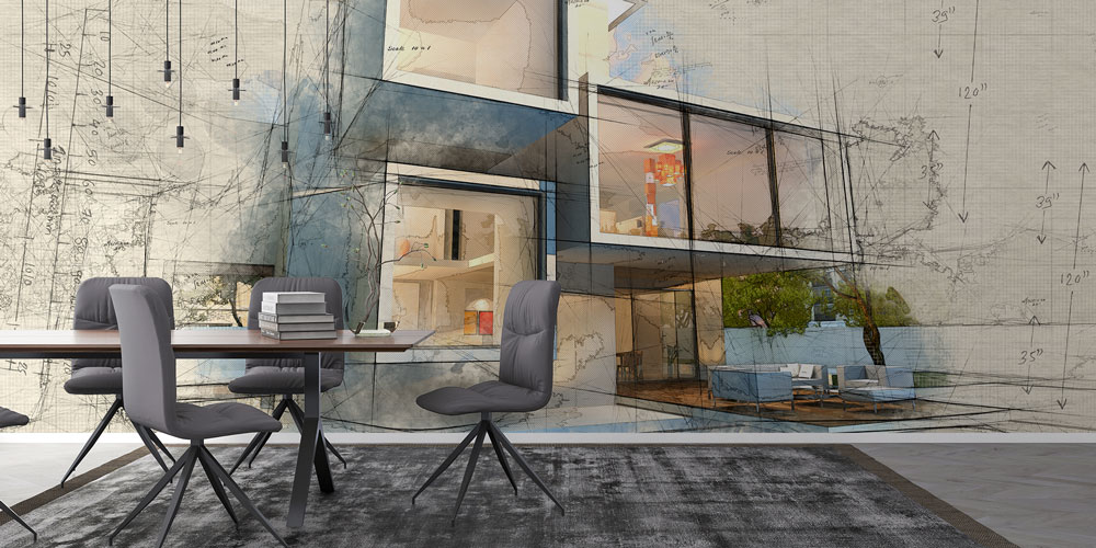 Mimari Çizim ve Modern Ev Tasarımı Duvar Kağıdı 5579