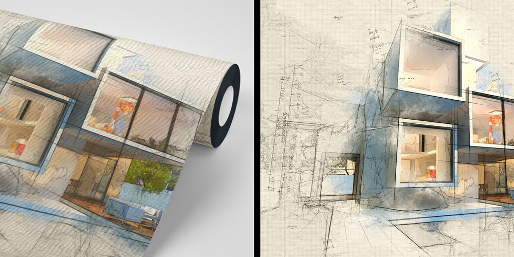 Mimari Çizim ve Modern Ev Tasarımı Duvar Kağıdı 5579