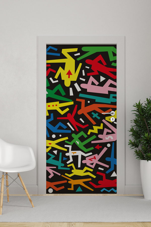 Renkli Hareketli Figürler Kapı Giydirme 8866