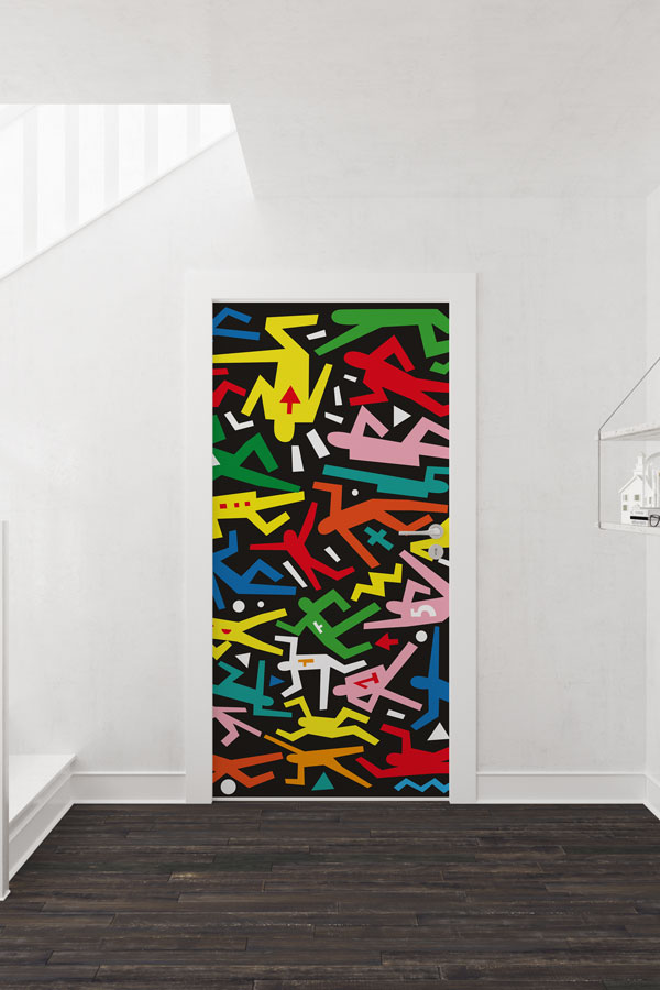 Renkli Hareketli Figürler Kapı Giydirme 8866