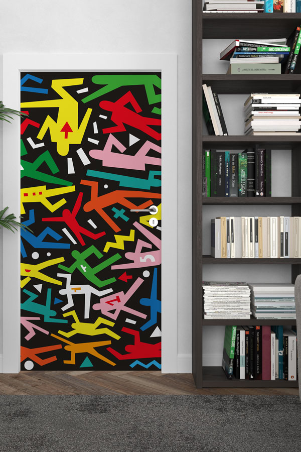 Renkli Hareketli Figürler Kapı Giydirme 8866