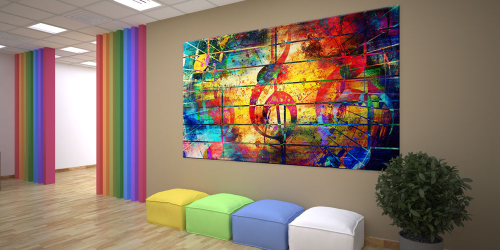 Bu büyük ebatlı duvar dekoru müzik notalarının soyut 7968