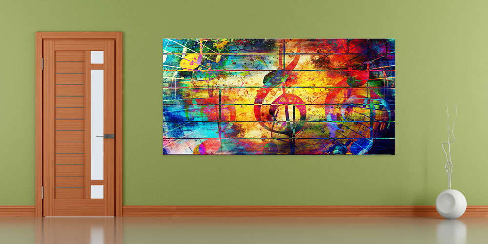 Bu büyük ebatlı duvar dekoru müzik notalarının soyut 7968