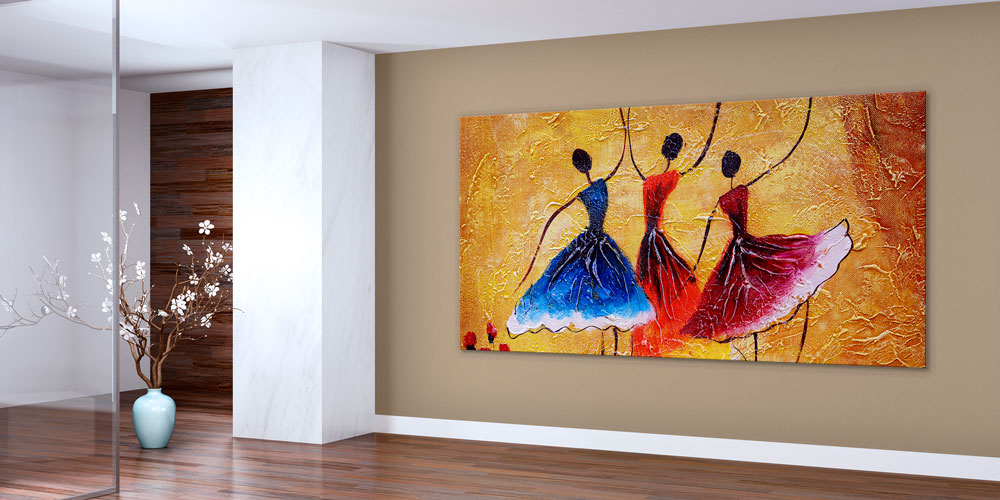 Bu büyük ebatlı duvar dekoru zarif balerin figürleri 7966