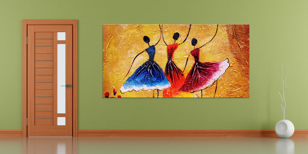 Bu büyük ebatlı duvar dekoru zarif balerin figürleri 7966