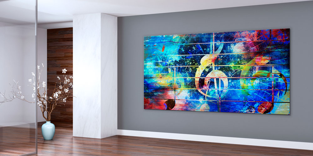 Bu büyük ebatlı duvar dekoru müzik notalarının soyut 7963