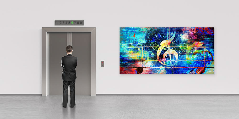 Bu büyük ebatlı duvar dekoru müzik notalarının soyut 7963