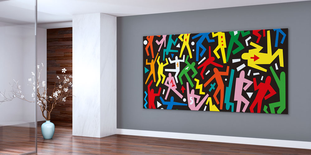 Bu büyük ebatlı duvar dekoru renkli ve enerjik 7965