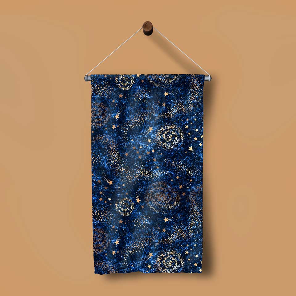Yıldızlı Galaksi Sanat Desenli Duvar Flaması 4370