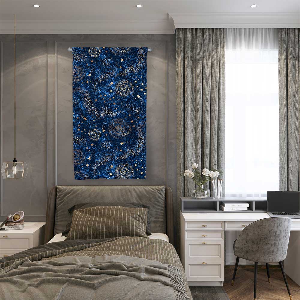 Yıldızlı Galaksi Sanat Desenli Duvar Flaması 4370