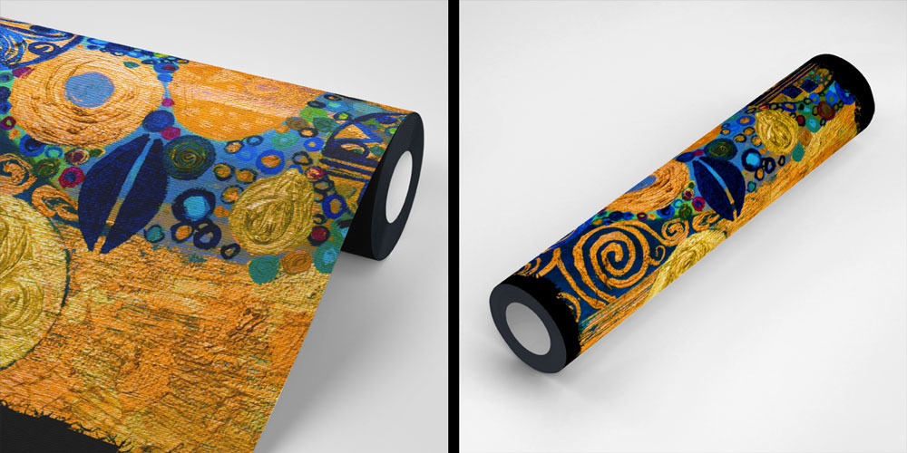 Altın ve Lacivert Modern Soyut Sanat Duvar Kağıdı 4148