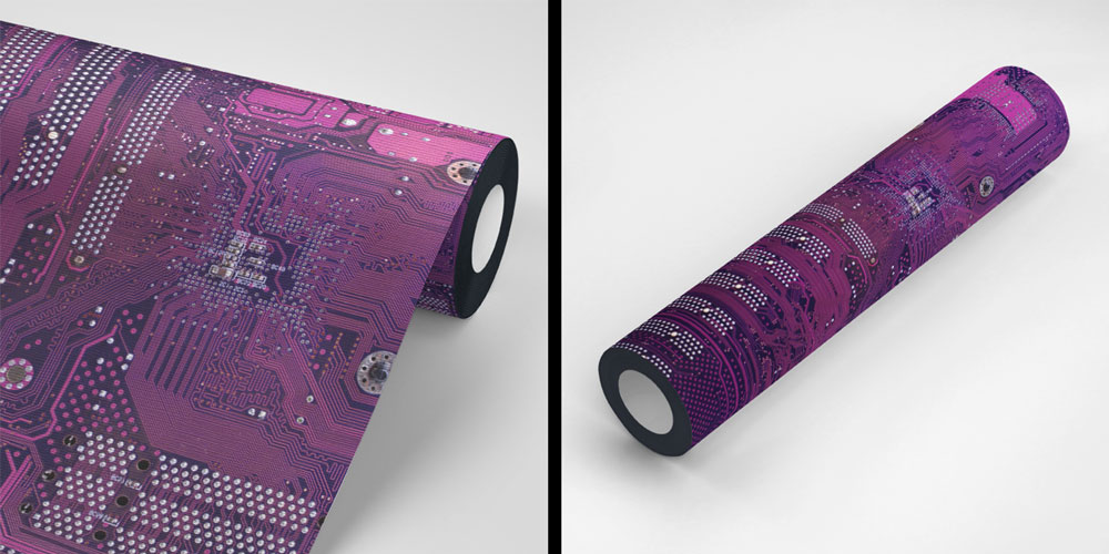 dekor-duvar-kagidi-5397-05 Mor Devre Kartı Desenli Teknoloji Duvar Kağıdı 5397