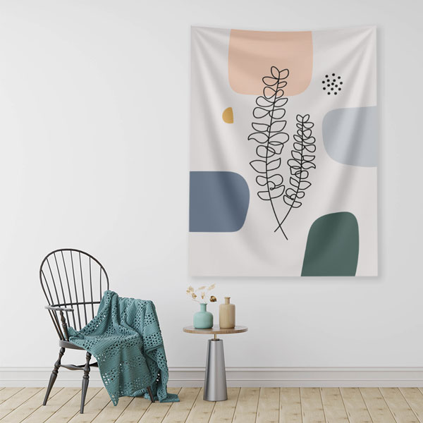 dekor-duvar-ortu-6273-01 Minimal Çizgisel Yaprak Tasarımlı Duvar Örtüsü – Modern Doğal Dekor 6273