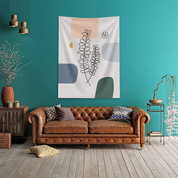 dekor-duvar-ortu-6273-02 Minimal Çizgisel Yaprak Tasarımlı Duvar Örtüsü – Modern Doğal Dekor 6273