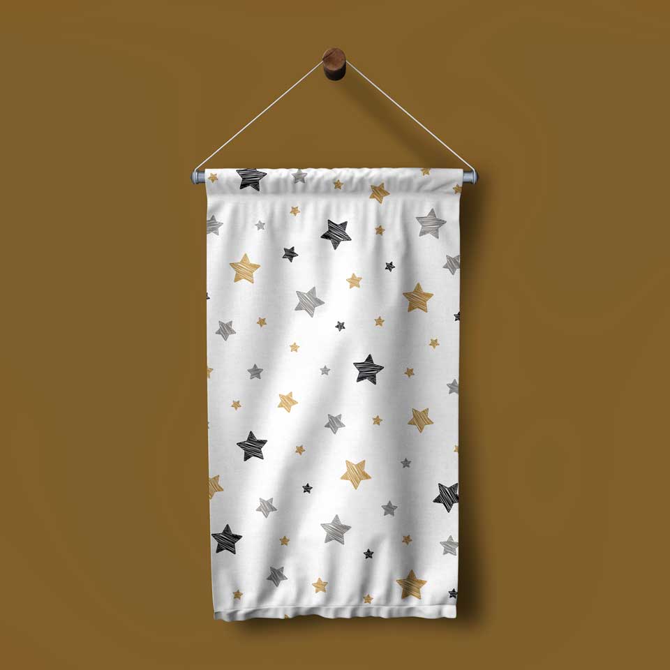 Minimal Yıldız Desenli Duvar Flaması 4369