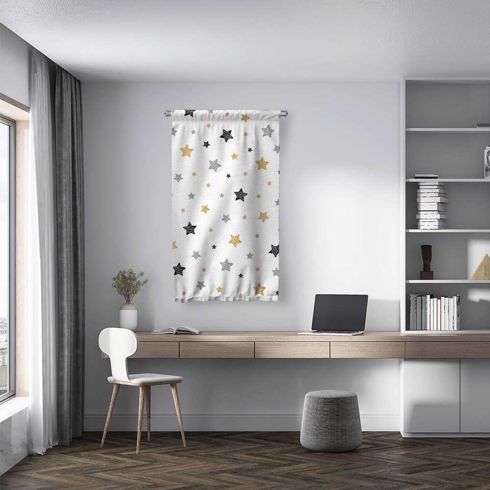 Minimal Yıldız Desenli Duvar Flaması 4369