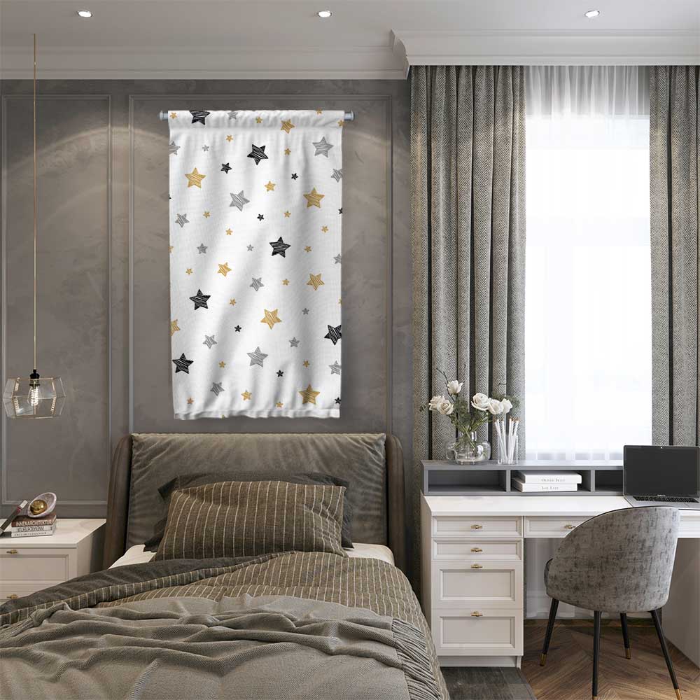 Minimal Yıldız Desenli Duvar Flaması 4369