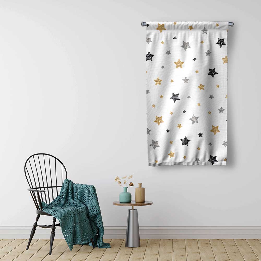 Minimal Yıldız Desenli Duvar Flaması 4369